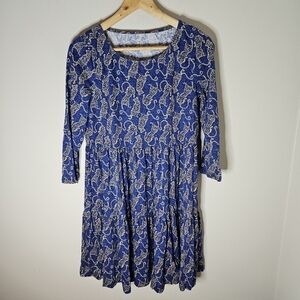 Lilly Pulitzer Geanna 3/4 sleeve dress, Pima Cotton, Navy Tan Leopard M Medium